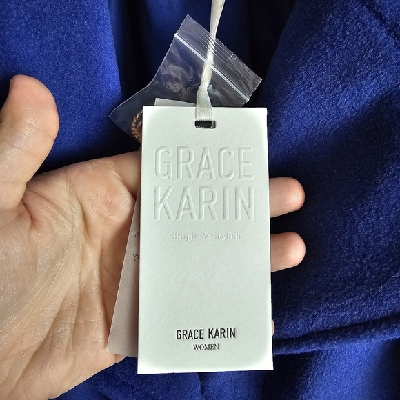 GRACE KARIN Double Breasted Thick A Line Pea Coats Jacket with Pockets NWT - Picture 6 of 7